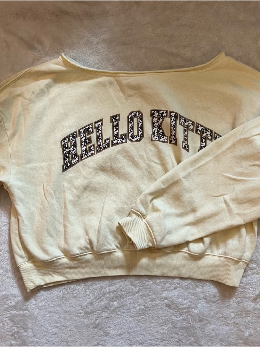 Hello Kitty Pale Yellow Cropped Sweatshirt - Picture 2 of 2